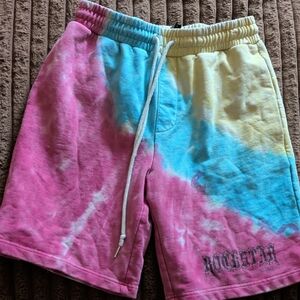 Tie-Dye Men’s Drawstring Hybrid Shorts - Pink, Blue & Yellow